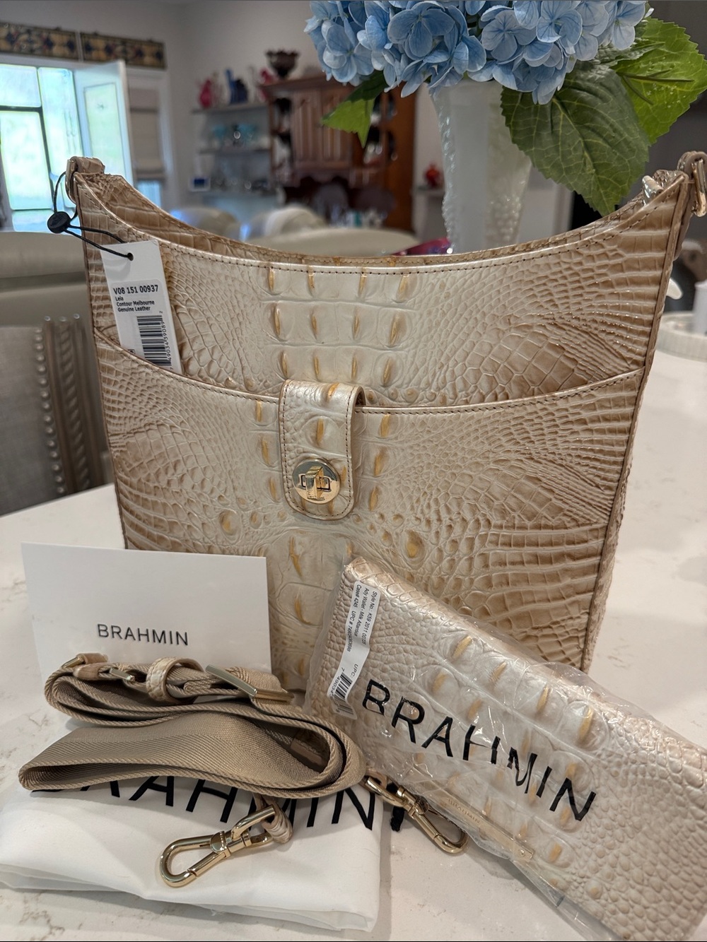 Brahmin Leia Crossbody in Contour Melbourne with Matching Ady Wallet